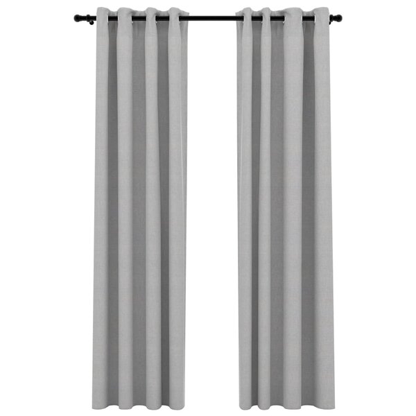 vidaXL Rideaux occultants Aspect lin avec œillets 2 Pièces Gris 140x245cm