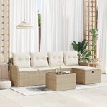 Canapé jardin 6 pièces vidaXL avec coussins beige en poly rotin