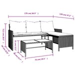 vidaXL Canapé de jardin avec table et coussins en forme de L noir
