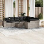 vidaXL Salon de jardin avec coussins 10 Pièces gris clair résine tressée