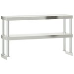 vidaXL Table de travail de cuisine avec étagère 110x55x150 cm inox