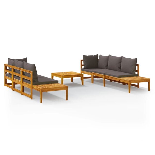 vidaXL Salon de jardin 5 Pièces avec coussins gris foncé Bois d'acacia