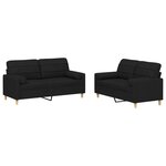 vidaXL Ensemble de canapés 2 Pièces avec coussins noir tissu