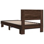 vidaXL Cadre de lit chêne marron 100x200 cm bois d'ingénierie et métal