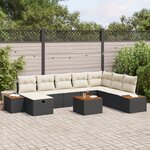 vidaXL Ensemble de canapé de jardin 9 pièces avec coussins noir en rotin synthétique