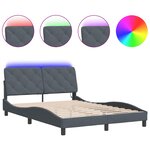 vidaXL Cadre de lit avec lumières LED gris foncé 140x200 cm velours