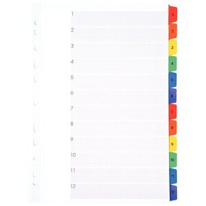 Jeu intercalaires numériques 1 à 12 touches format A4