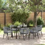 vidaXL Set de jardin 7 pièces Gris Résine Poly