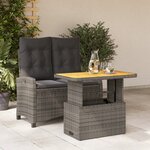 vidaXL Ensemble à manger de jardin et coussins 2 Pièces gris rotin