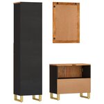 vidaXL Ensemble d'armoires de bain 3 Pièces marron noir bois de manguier