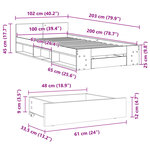 vidaXL Cadre de lit avec tiroir sans matelas chêne marron 100x200 cm