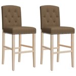 vidaXL Chaises de bar lot de 2 bois massif d'hévéa et tissu