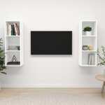 vidaXL Meubles TV muraux 2 Pièces Blanc Aggloméré
