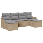 Ensemble de canapé de jardin en 6 pièces avec coussins beige en rotin synthétique