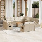 vidaXL Salon de jardin avec coussins 14 Pièces beige résine tressée