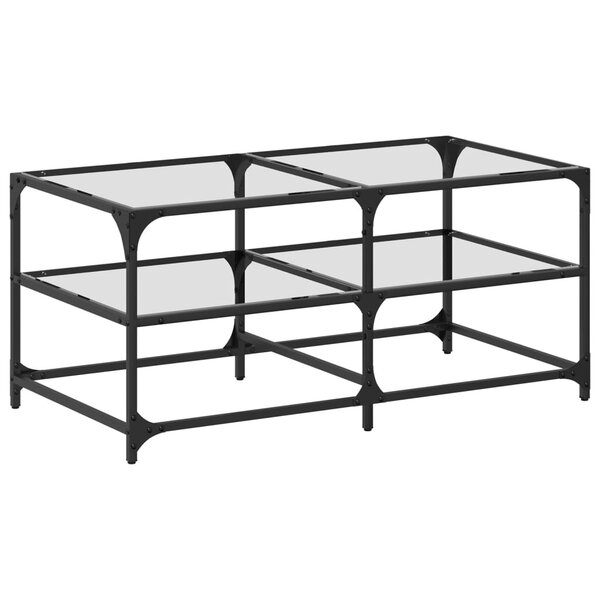 vidaXL Table basse avec dessus en verre transparent 98 5x50x45cm acier