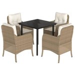 vidaXL Ensemble à manger de jardin avec coussins 5Pièces Beige poly rotin