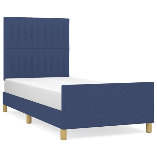 vidaXL Cadre de lit avec tête de lit Bleu 90x190 cm Tissu