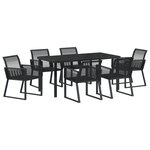 vidaXL Ensemble de Salle à Manger de Jardin 7 Pièces Noir Rattan Poly
