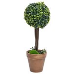 vidaXL Plantes de buis artificiel 2 Pièces avec pots Boule Vert 56 cm