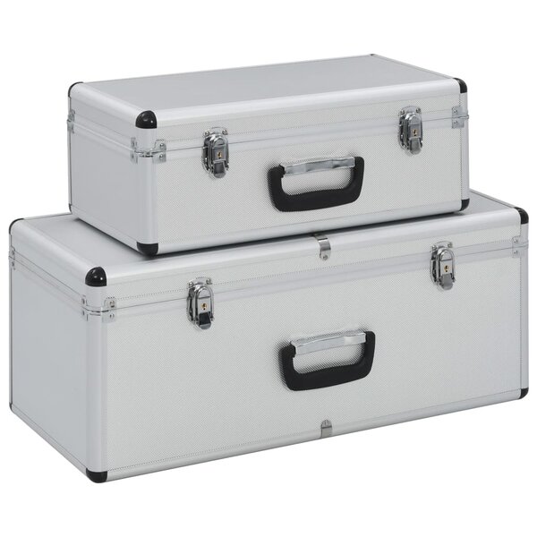 vidaXL Boîtes de rangement 2 Pièces Argenté Aluminium
