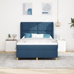 Lit à ressort vidaXL avec matelas bleu 140x190 cm en tissu