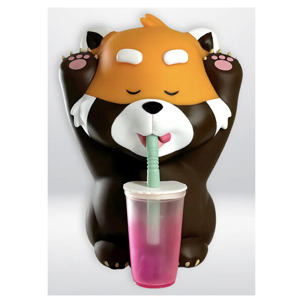 Figurine Mogu Pets - Panda Roux avec Bubble Tea : Un Voyage Culinaire Japonais