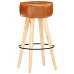 vidaXL Tabourets de bar lot de 2 cuir véritable et bois de manguier