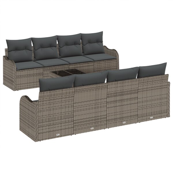 Ensemble de canapé de jardin 9 pièces avec coussins Gris