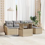 vidaXL Canapé de Jardin 6 Pièces avec Coussins Beige en Rotin