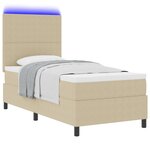vidaXL Lit à ressorts avec matelas et lumière LED verte grise 100x200 cm en tissu velours