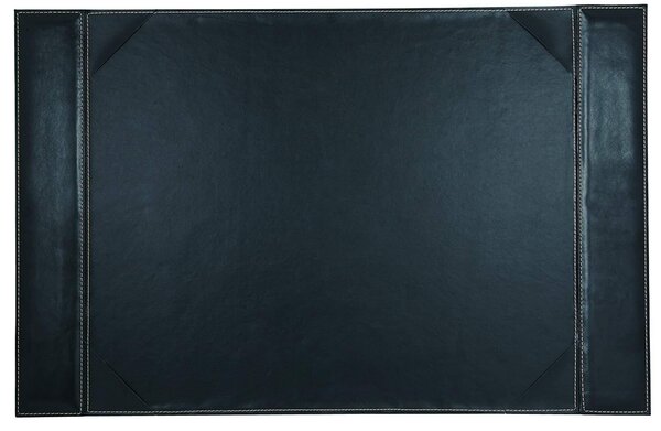 Sous-main 'Elyane' 45x70 cm en polyuréthane et piqûres sellier avec 2 rebords coloris noir SIGN