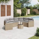 vidaXL Canapé de jardin table coussins demi-rond beige résine tressée
