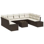 vidaXL Ensemble de Canapé de Jardin 9 Pièces avec Coussins Gris en Poly Rattan
