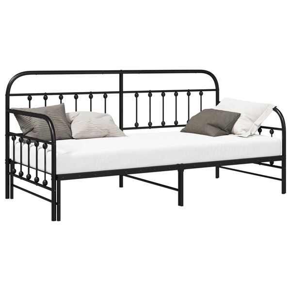 Cadre de lit daybed vidaXL avec lit gigogne Noir 90x190 cm en acier