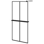 vidaXL Paroi de douche avec étagère Noir 90x195 cm Verre ESG&Aluminium