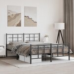 vidaXL Cadre de lit métal avec tête de lit/pied de lit noir 150x200 cm