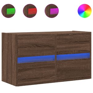 vidaXL Meuble TV mural avec lumières LED chêne marron 80x31x45 cm