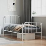 vidaXL Cadre de lit métal sans matelas avec pied de lit blanc 90x200cm