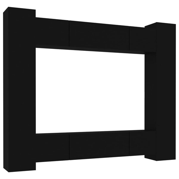 vidaXL Ensemble de meubles TV 8 Pièces Noir Bois d'ingénierie
