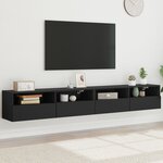 vidaXL Meubles TV muraux 2 Pièces noir 100x30x30 cm bois d'ingénierie