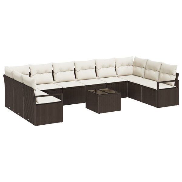 vidaXL Ensemble de canapé de jardin 10 pièces avec coussins en poly rattan gris