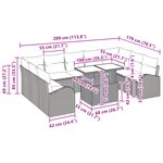 vidaXL Ensemble de canapé de jardin 10 pièces avec coussins en gris poly rattan