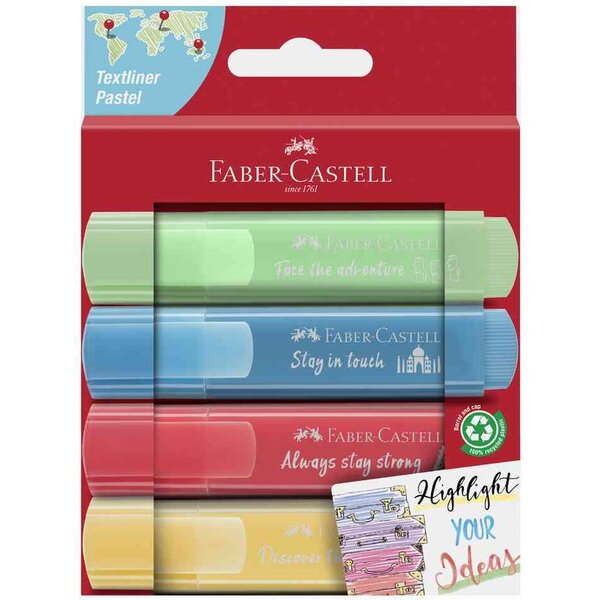 Surligneur TEXTLINER 1546 PASTEL  étui de 4 FABER-CASTELL