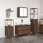 Ensemble de meubles de salle de bains 3 pièces en bois d'ingénierie chêne brun