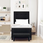 vidaXL Lit à ressort avec matelas et banc noir 90x190 cm Tissu