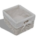 vidaXL Armoire en bois 3 paniers gauches en tissage Blanc