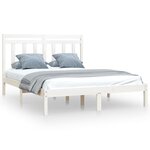 vidaXL Cadre de lit sans matelas blanc 135x190 cm bois massif