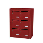 Bloc collectif Leabox 2x3  grade 3  simple face  intérieur  fixation murale  rouge brun ral 3011 finition brillante