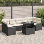 vidaXL Ensemble de canapés de jardin 8 pièces avec coussins en poly rattan noir